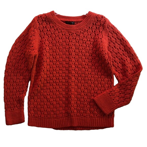 Banana Republic Crochet Star Stitch Wool Sweater Womens XL Tamale Italian Yarn - Picture 7 of 14